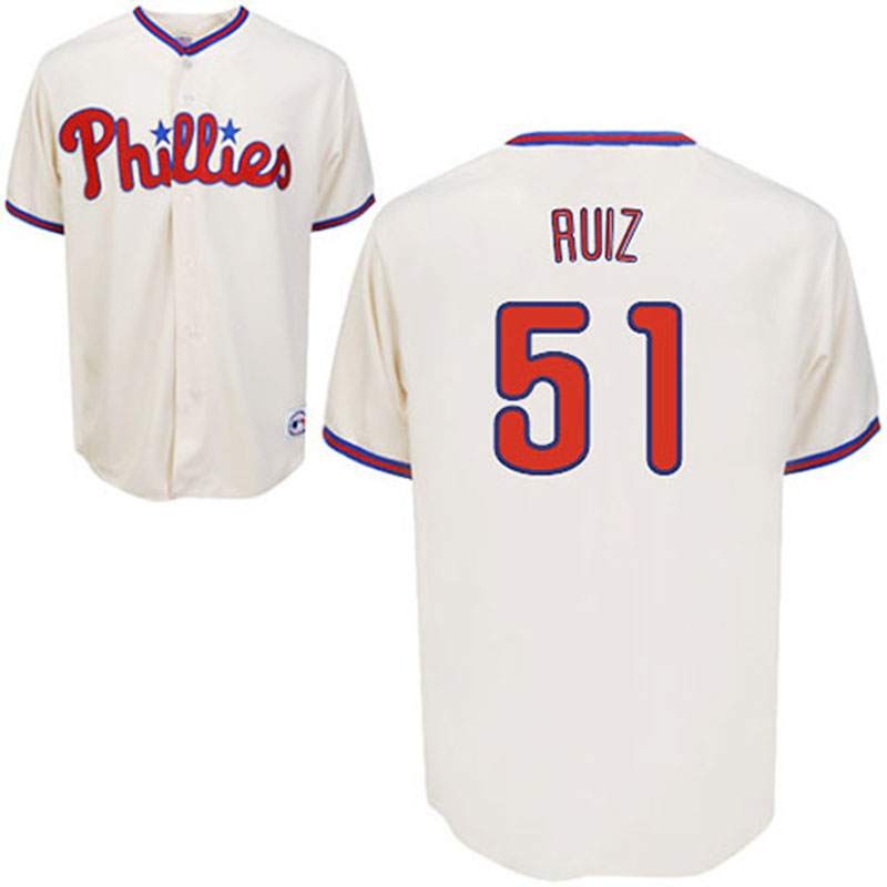 Philadelphia Phillies #51 Carlos Ruiz Cream Alternate Home Jersey