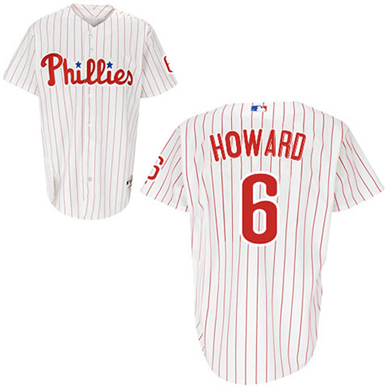 Philadelphia Phillies #6 Ryan Howard Youth White Red Strip Home Jersey