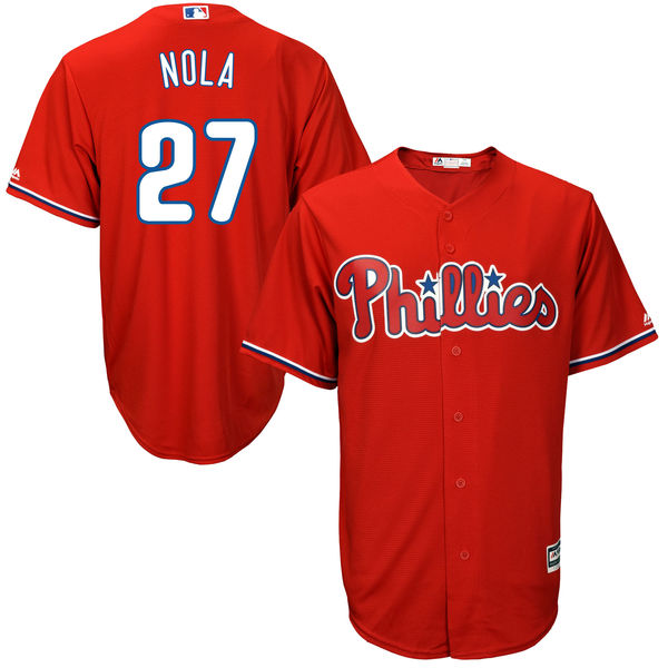 Aaron Nola #27 Philadelphia Phillies Majestic Red Official Cool Base Jersey