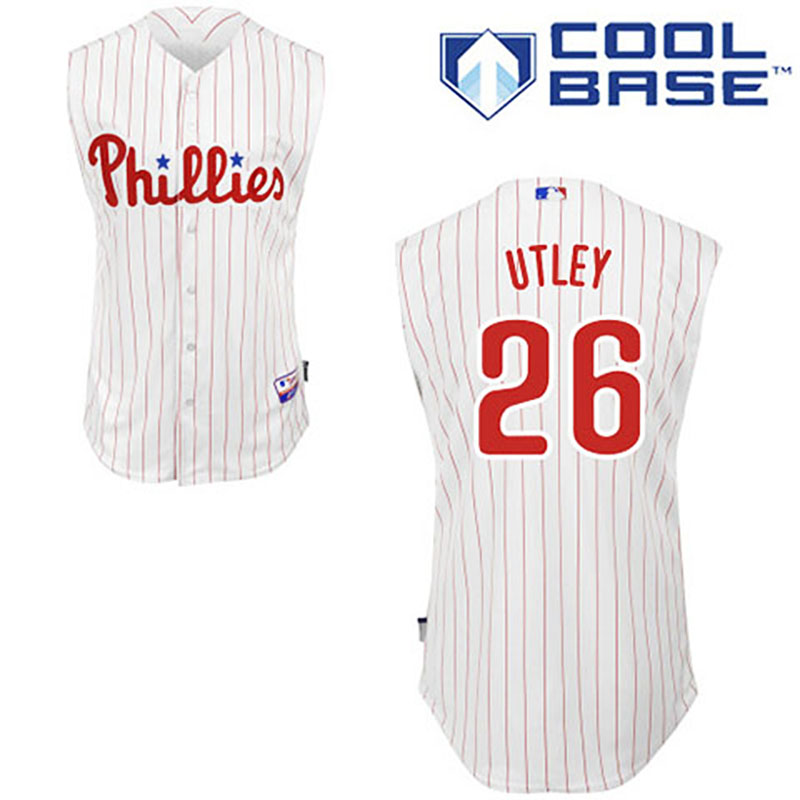 Philadelphia Phillies #26 Chase Utley Vest Style White(Red Strip) Jersey