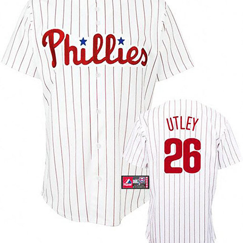 Philadelphia Phillies #26 Chase Utley White(Red Strip) Jersey