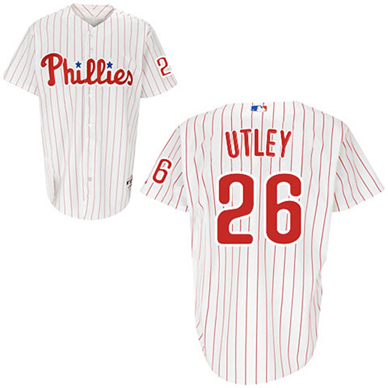 Philadelphia Phillies #26 Chase Utley Youth White Red Strip Home Jersey