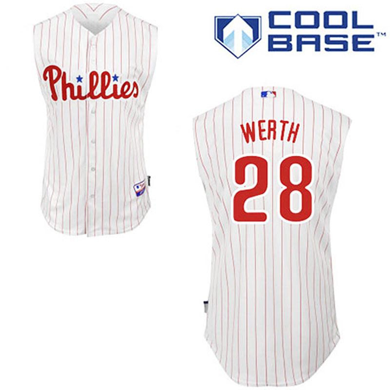 Philadelphia Phillies #28 Jayson Werth Vest Style White(Red Strip) Jersey