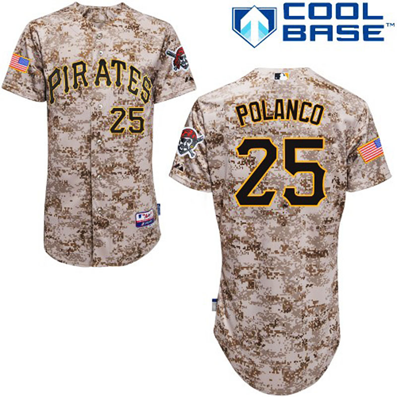 Pittsburgh Pirates #25 Gregory Polanco Men's Authentic Camo Alternate Majestic MLB Cool Base Jersey