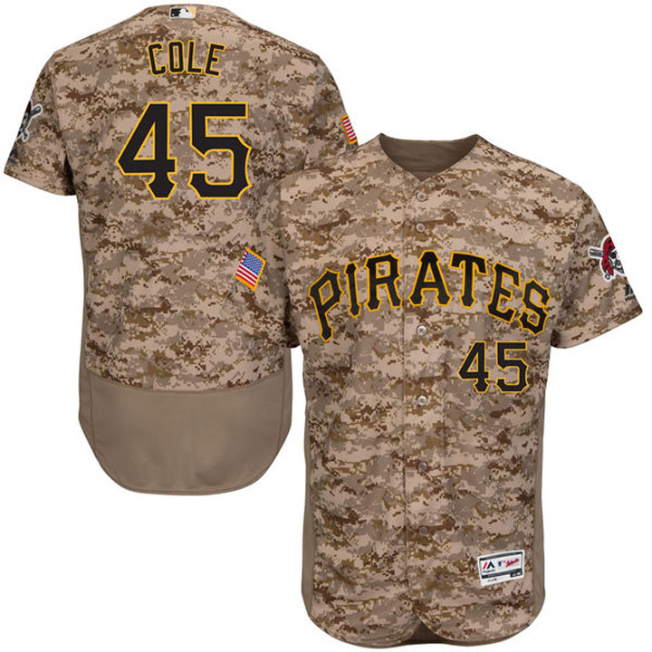 Pittsburgh Pirates #45 Gerrit Cole Camo Flexbase Authentic Collection Player Jersey