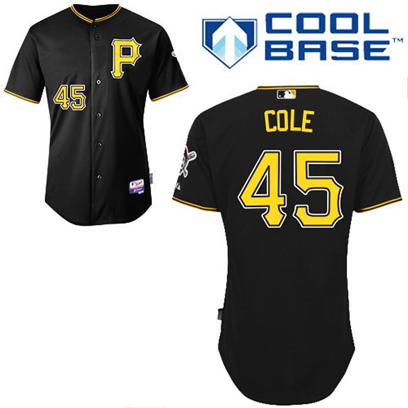 Pittsburgh Pirates #45 Gerrit Cole Men's Authentic Black Alternate Majestic MLB Cool Base Jersey