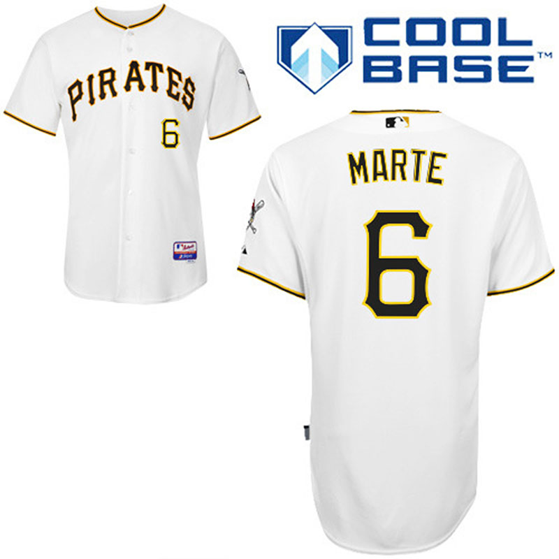 Pittsburgh Pirates #6 Starling Marte Men's Authentic White Home Majestic MLB Cool Base Jersey