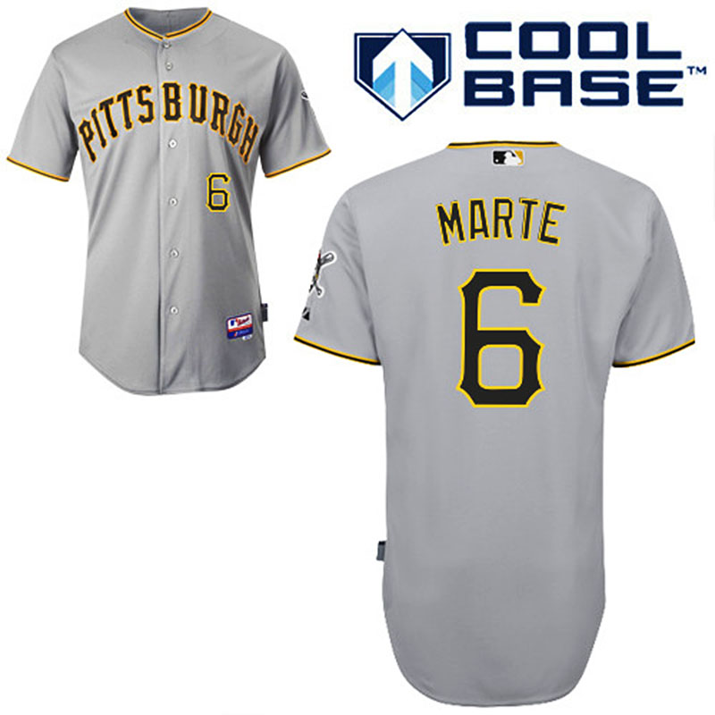 Pittsburgh Pirates #6 Starling Marte Men's Authentic Grey Road Majestic MLB Cool Base Jersey