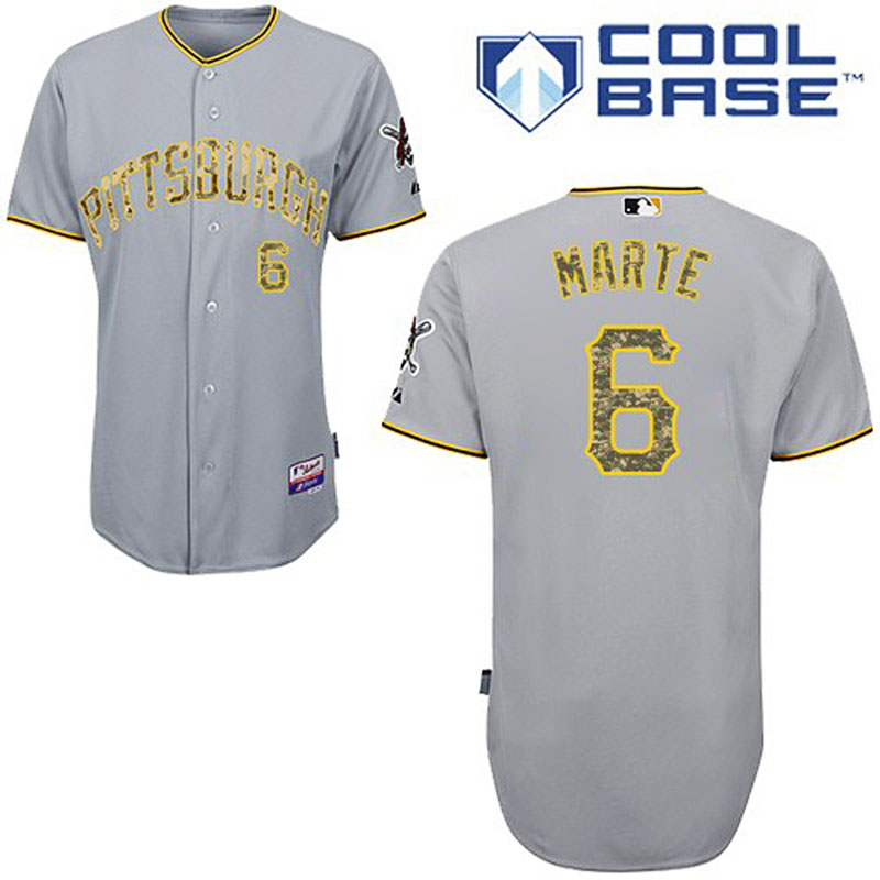 Pittsburgh Pirates #6 Starling Marte Men's Authentic Grey USMC Majestic MLB Cool Base Jersey