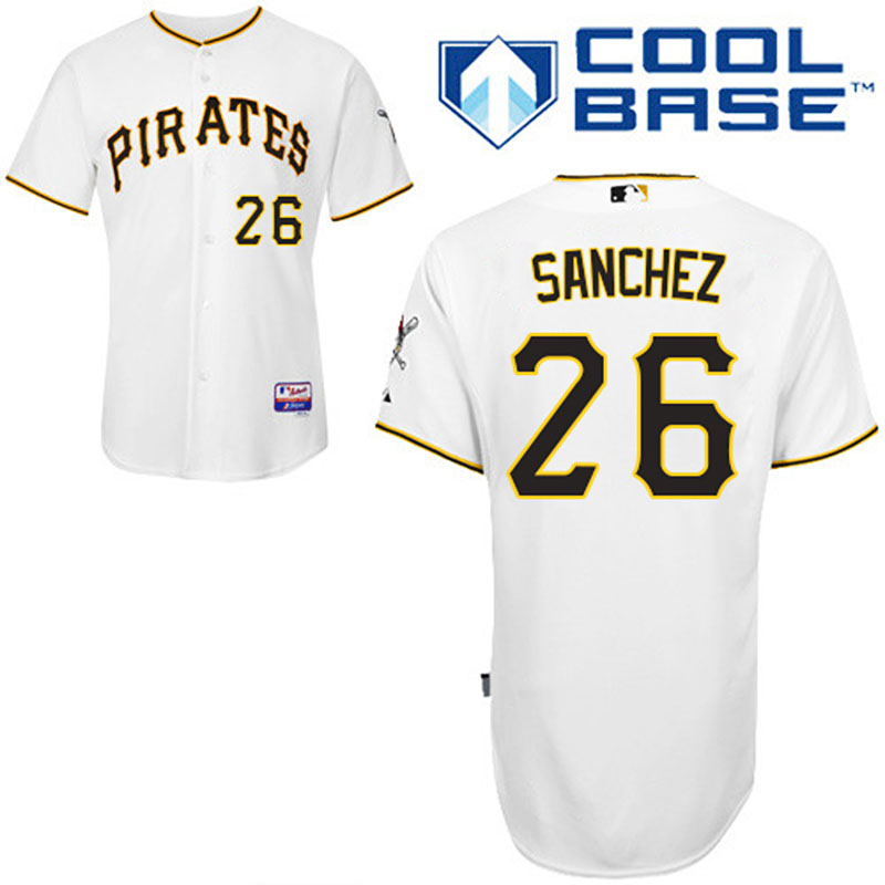 Pittsburgh Pirates #26 Tony Sanchez Men's Authentic White Home Majestic MLB Cool Base Jersey