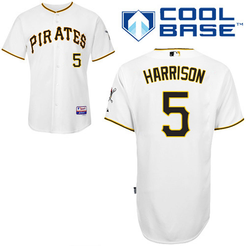 Pittsburgh Pirates #5 Josh Harrison Men's Authentic White Home Majestic MLB Cool Base Jersey