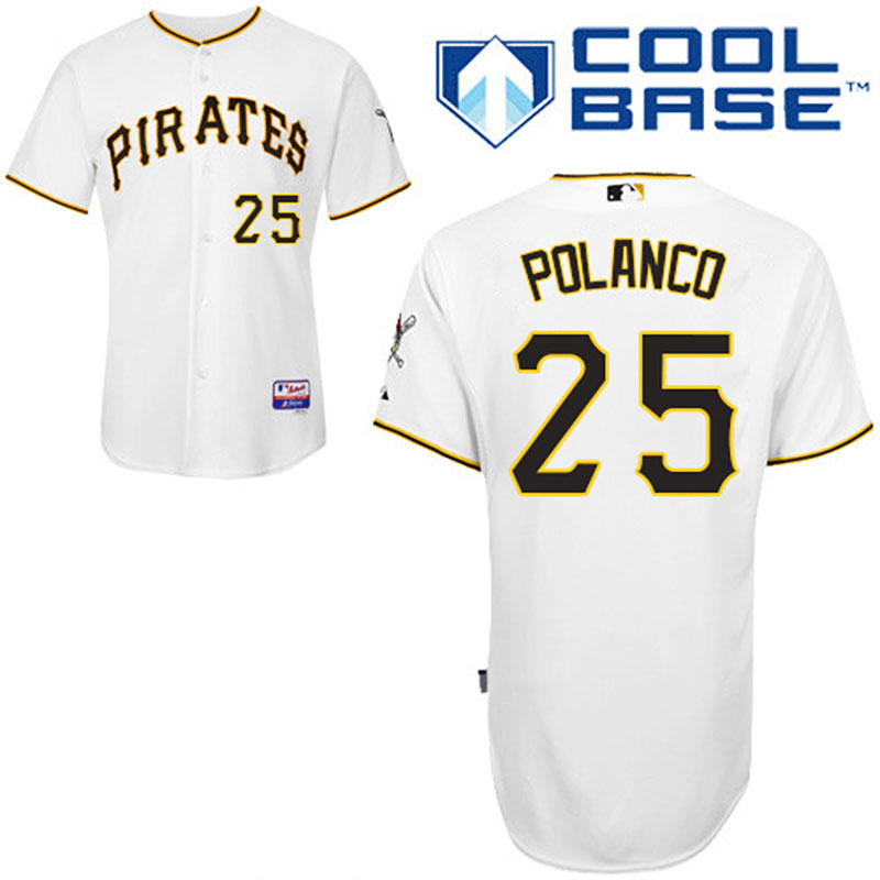 Pittsburgh Pirates #25 Gregory Polanco Men's Authentic White Home Majestic MLB Cool Base Jersey