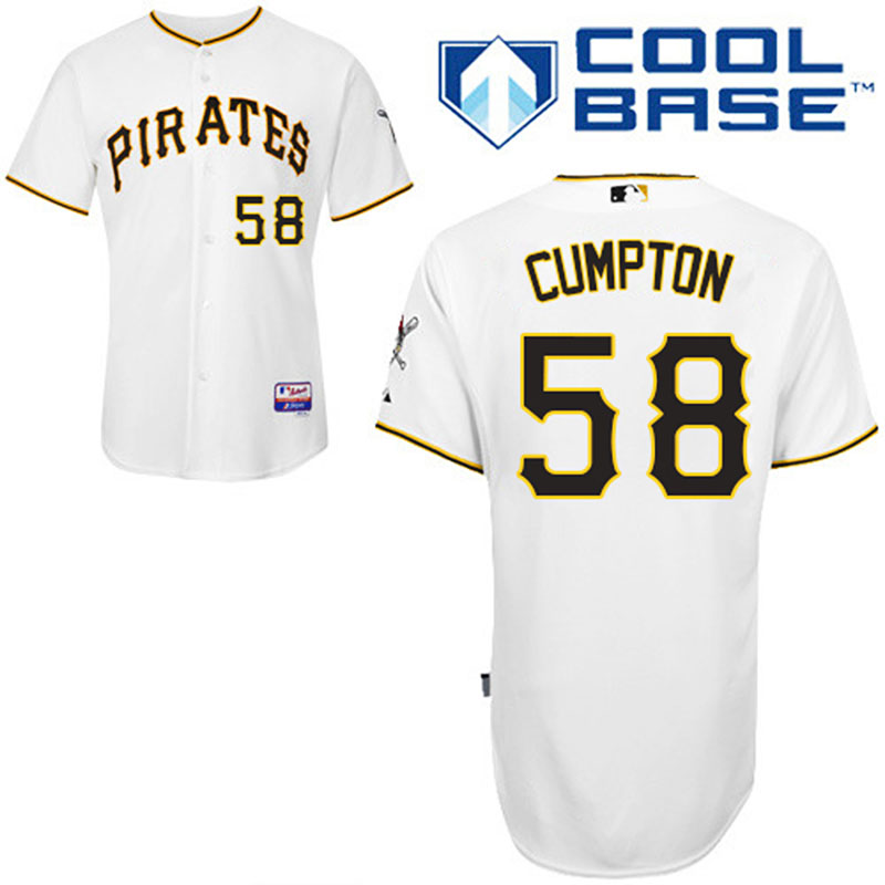 Pittsburgh Pirates #58 Brandon Cumpton Men's Authentic White Home Majestic MLB Cool Base Jersey