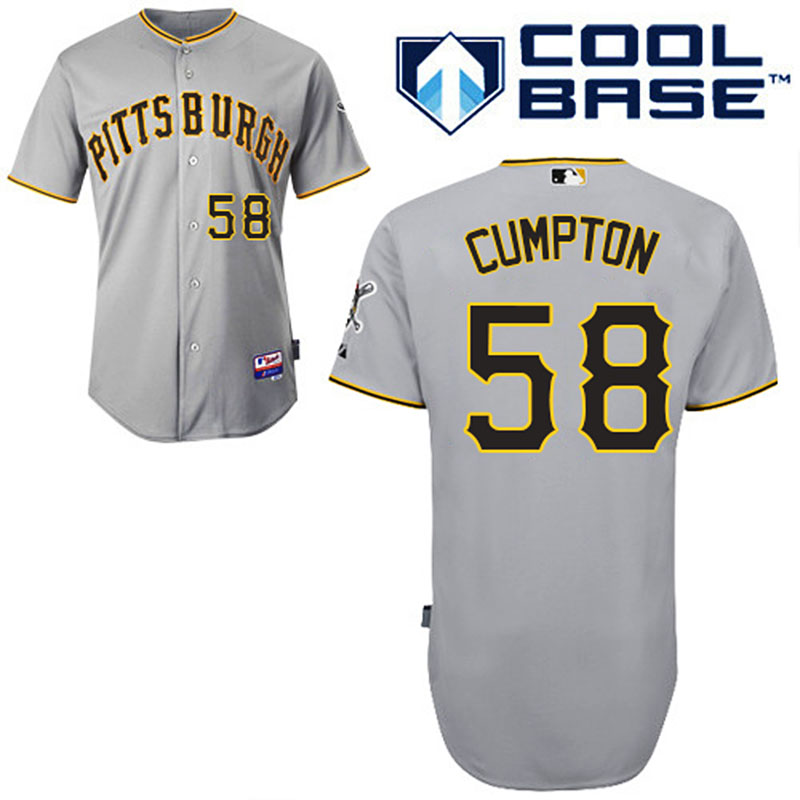 Pittsburgh Pirates #58 Brandon Cumpton Men's Authentic Grey Road Majestic MLB Cool Base Jersey