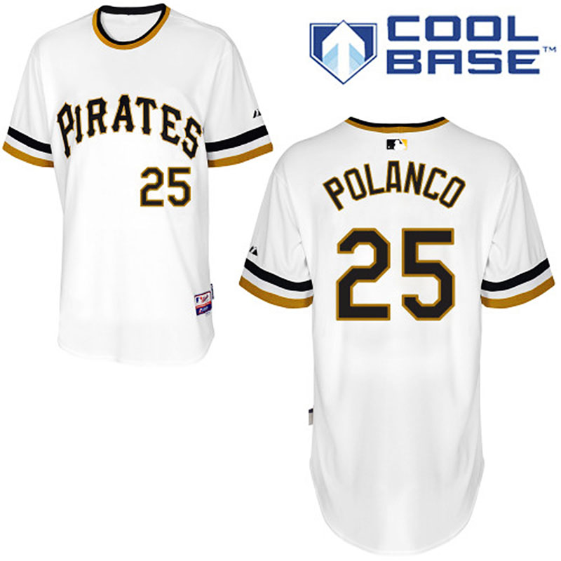 Pittsburgh Pirates #25 Gregory Polanco Men's Authentic White Majestic MLB Cool Base Jersey