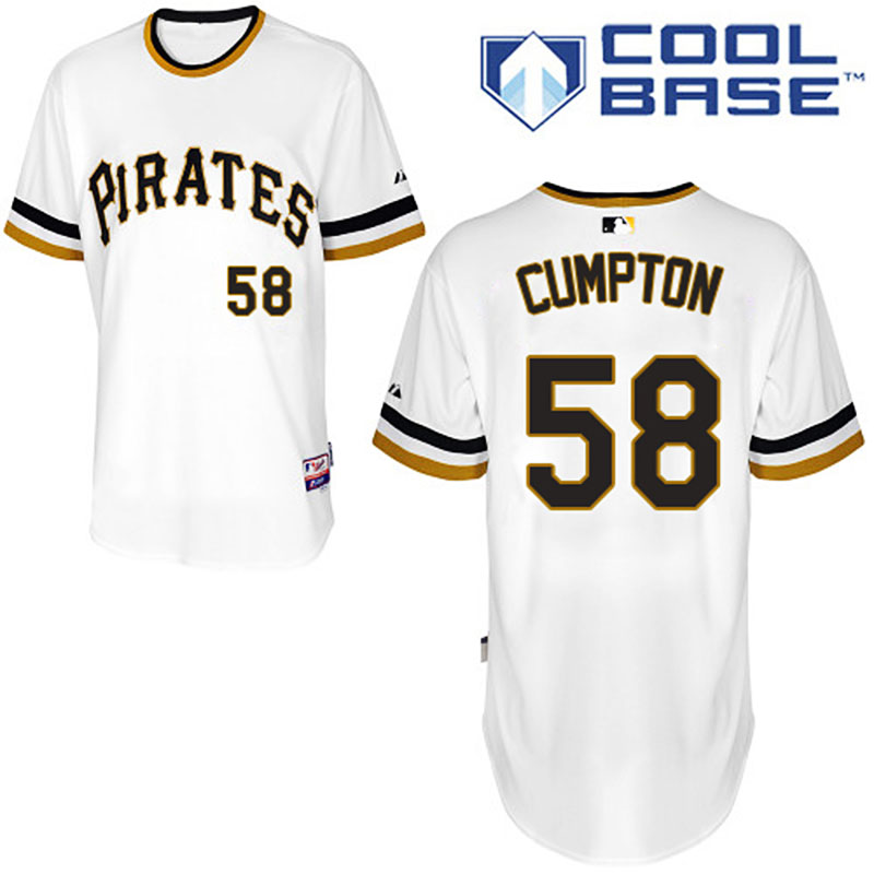 Pittsburgh Pirates #58 Brandon Cumpton Men's Authentic White Majestic MLB Cool Base Jersey