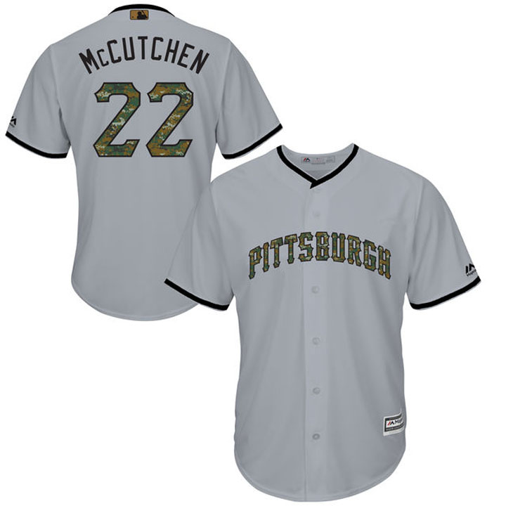 Pittsburgh Pirates Andrew McCutchen #22 Gray Camo Fashion 2016 Memorial Day Cool Base Jersey