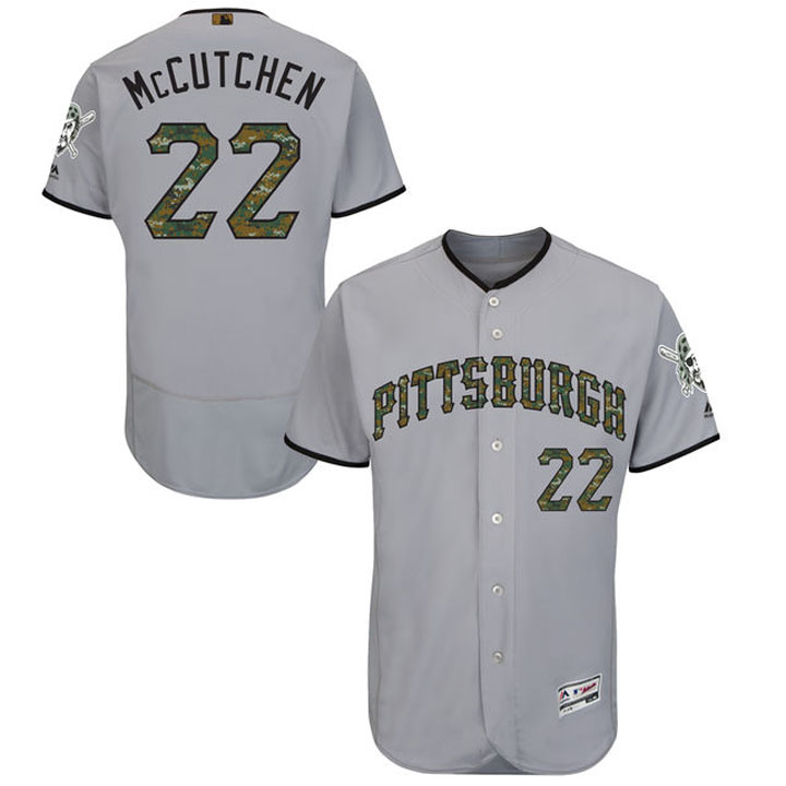 Pittsburgh Pirates Andrew McCutchen #22 Gray Camo Fashion 2016 Memorial Day Flex Base Jersey