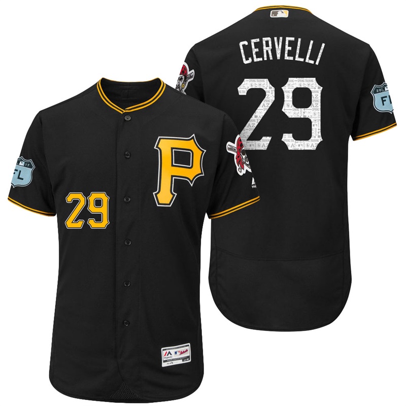 Pittsburgh Pirates Francisco Cervelli #29 Black 2017 Spring Training Grapefruit League Patch Authentic Collection Flex Base Jersey