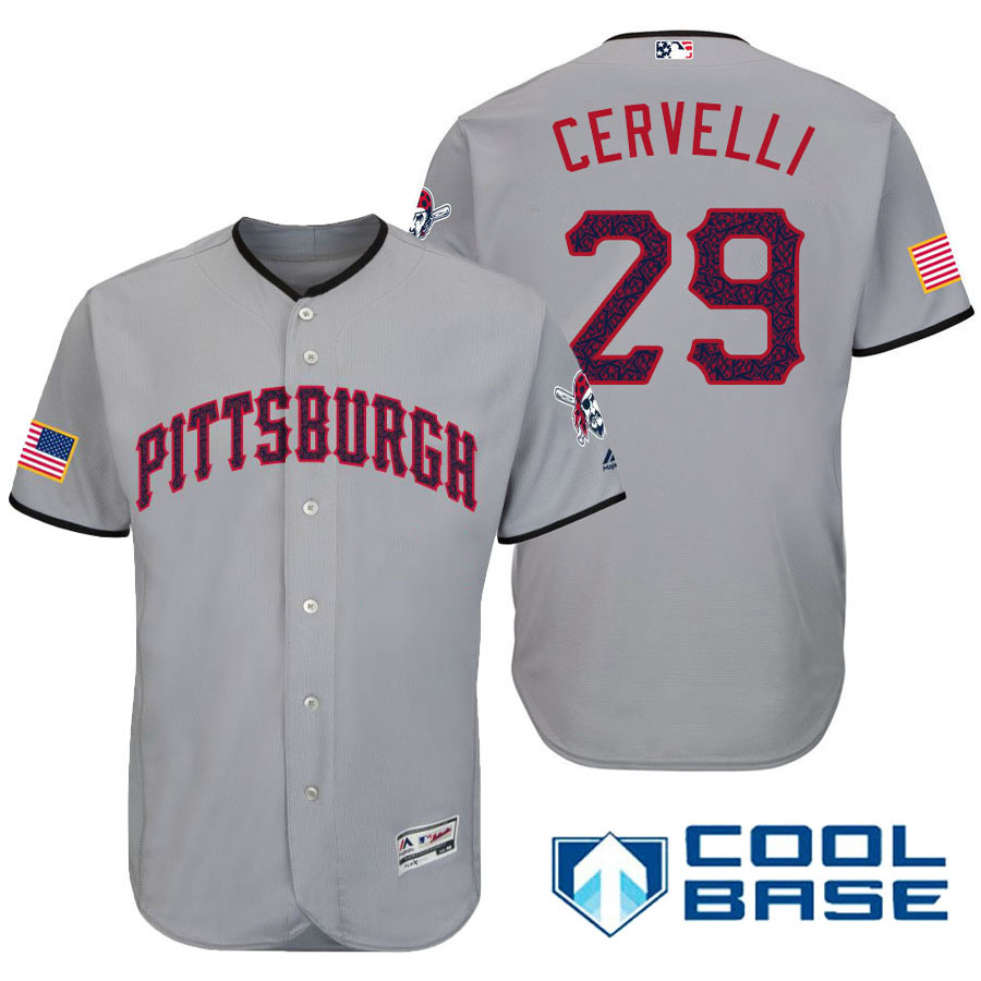 Pittsburgh Pirates #29 Francisco Cervelli Gray Stars & Stripes 2016 Independence Day Cool Base Jersey