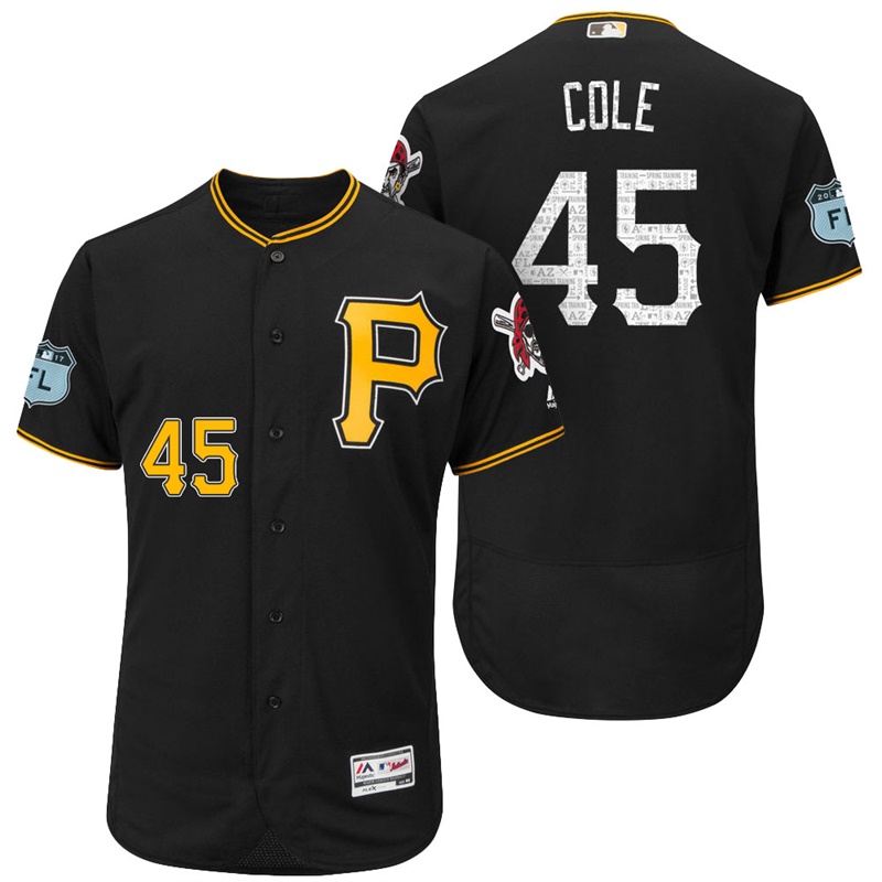 Pittsburgh Pirates Gerrit Cole #45 Black 2017 Spring Training Grapefruit League Patch Authentic Collection Flex Base Jersey