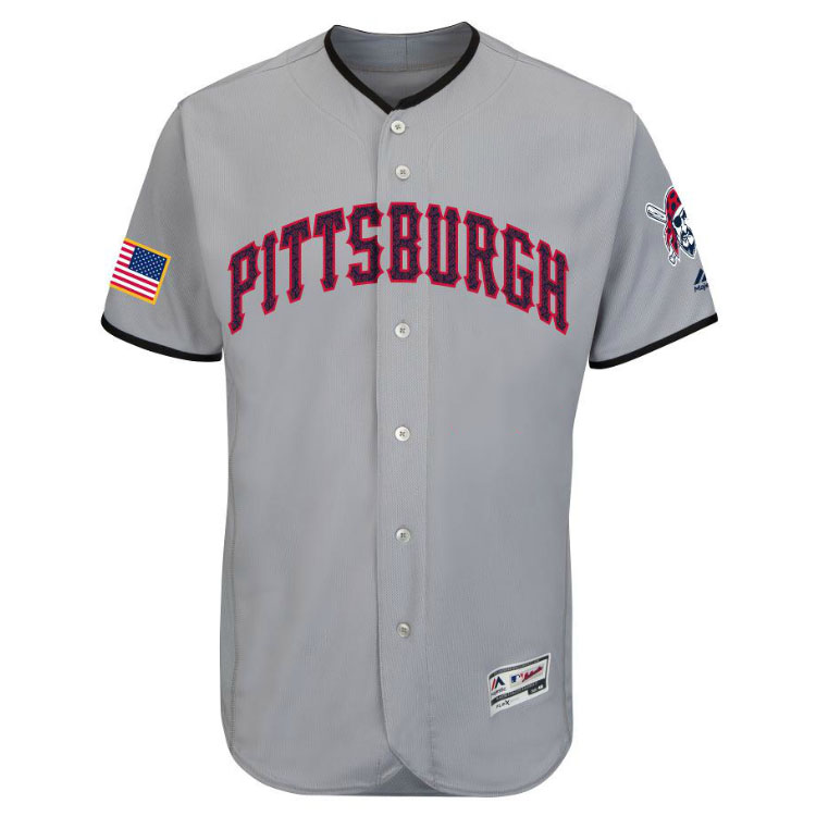 Pittsburgh Pirates Majestic Gray 2016 Independence Day Stars & Stripes Flex Base Team Jersey