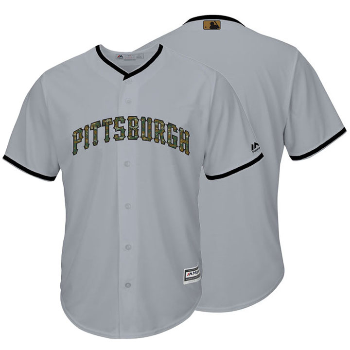 Pittsburgh Pirates Gray Camo Fashion 2016 Memorial Day Cool Base Jersey