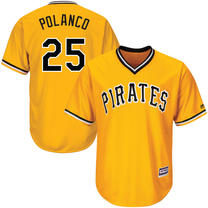 Pittsburgh Pirates Gregory Polanco #25 Gold Official Throwback Cool Base Jersey