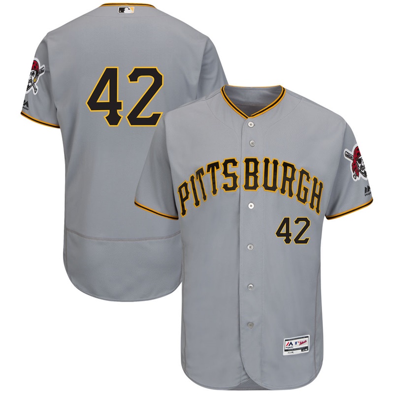 Men Pittsburgh Pirates Jackie Robinson #42 Gray Commemorative Flex Base Jersey