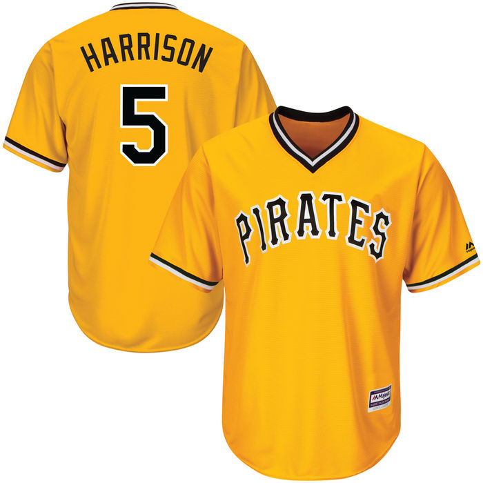 Pittsburgh Pirates Josh Harrison #5 Gold Official Throwback Cool Base Jersey