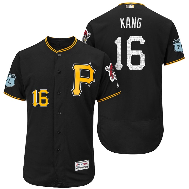 Pittsburgh Pirates Jung Ho Kang #16 Black 2017 Spring Training Grapefruit League Patch Authentic Collection Flex Base Jersey