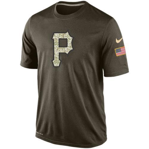 Pittsburgh Pirates Olive Camo Team Logo Baseball T-Shirt