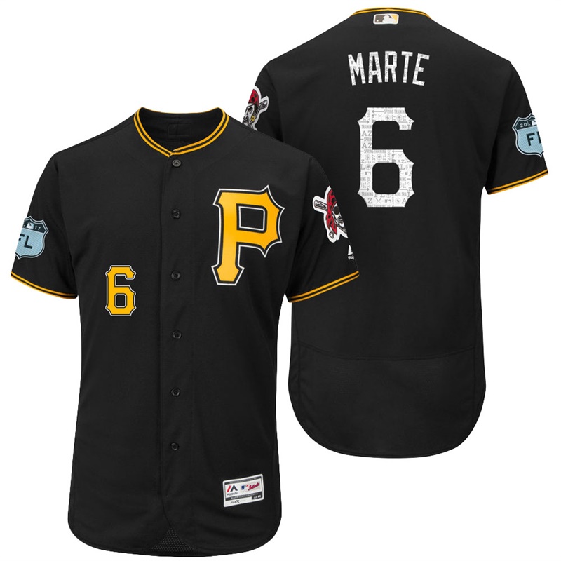 Pittsburgh Pirates Starling Marte #6 Black 2017 Spring Training Grapefruit League Patch Authentic Collection Flex Base Jersey