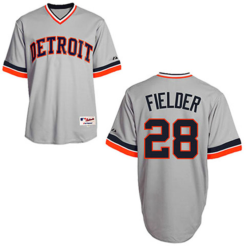 Detroit Tigers #28 Prince Fielder Grey 1970's Turn Back The Clock Jersey