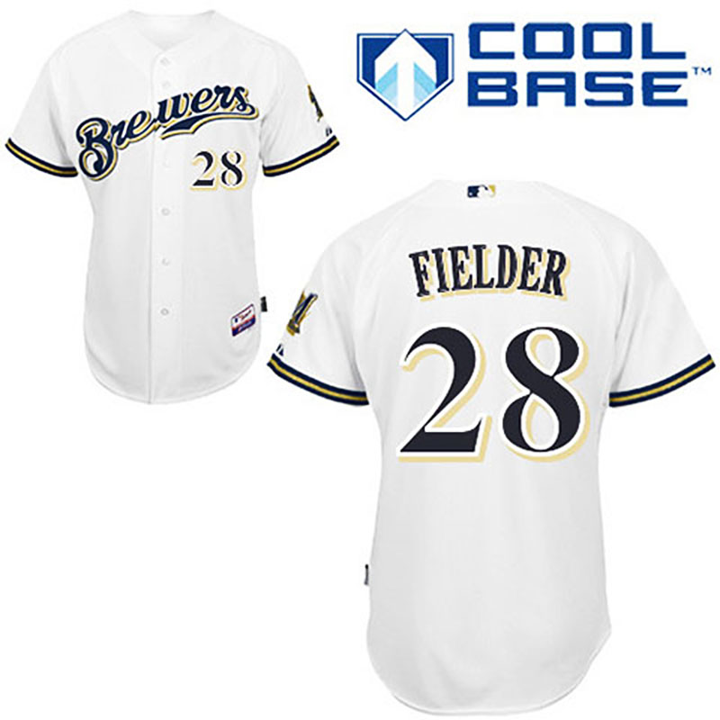 Milwaukee Brewers #28 Prince Fielder Youth White Home Cool Base Jersey