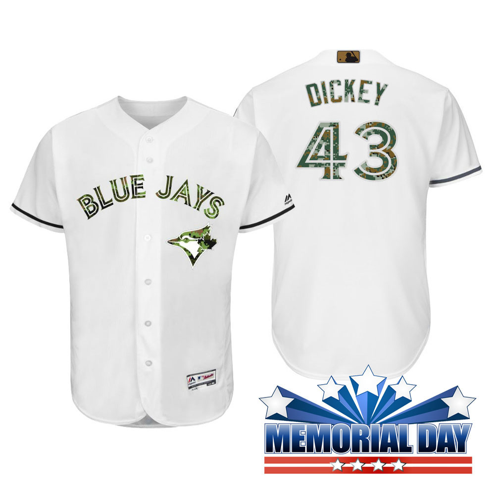 Toronto Blue Jays R.A. Dickey #43 White Camo Fashion 2016 Memorial Day Cool Base Jersey