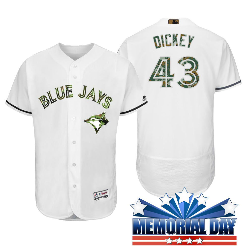 Toronto Blue Jays R.A. Dickey #43 White Camo Fashion 2016 Memorial Day Flex Base Jersey