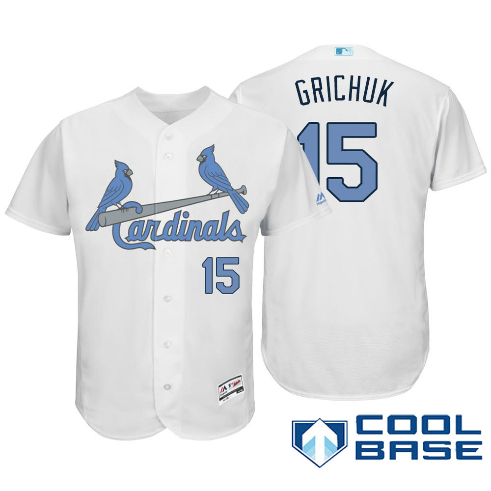 St. Louis Cardinals #15 Randal Grichuk Majestic White Fashion 2016 Father's Day Cool Base Jersey