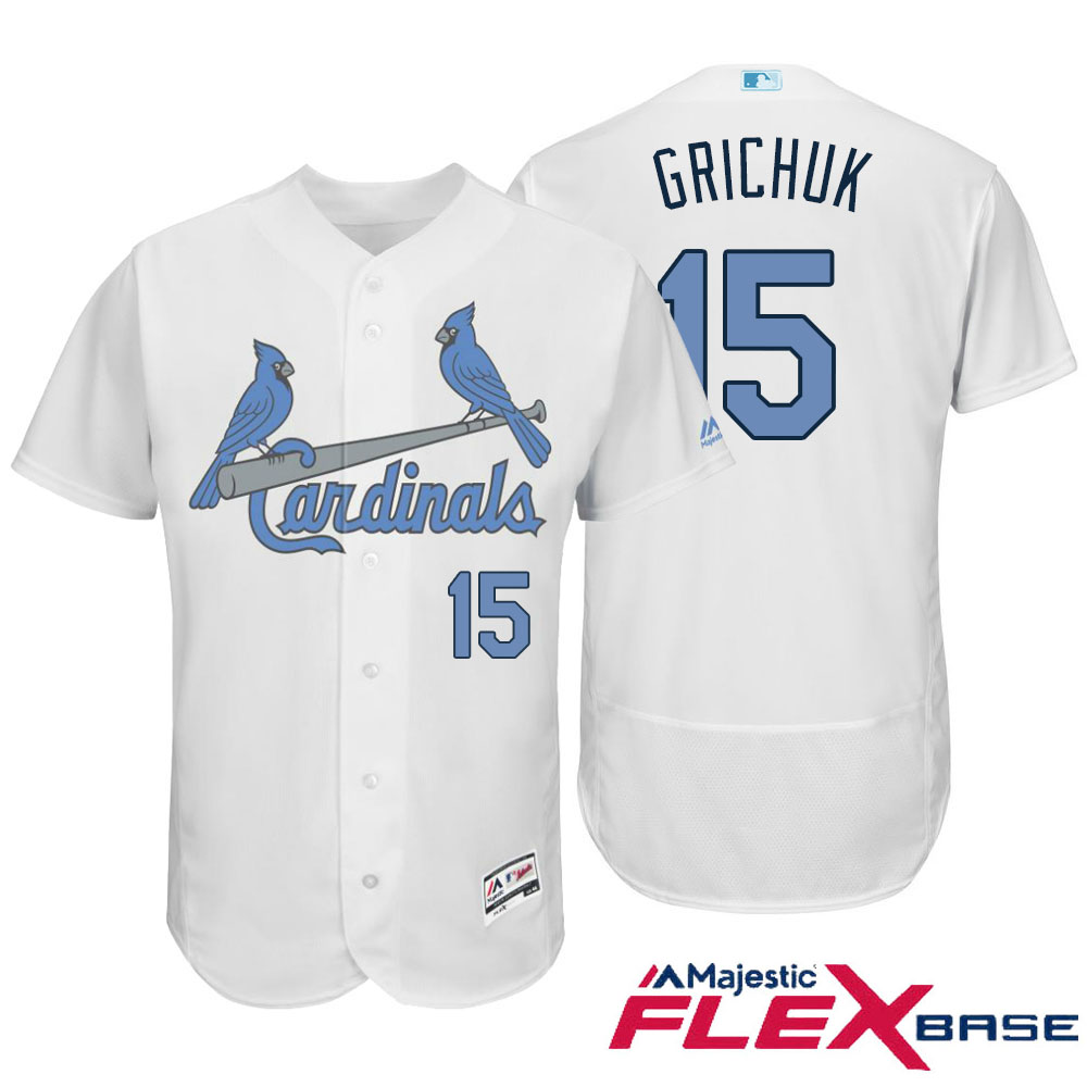 St. Louis Cardinals #15 Randal Grichuk Majestic White Fashion 2016 Father's Day Flex Base Jersey