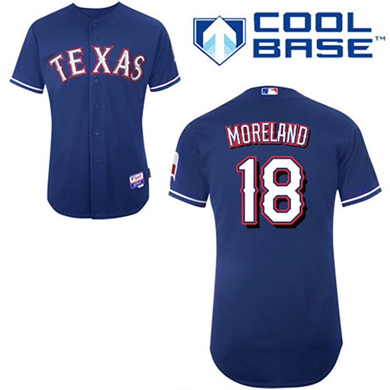 Texas Rangers #18 Mitch Moreland Blue Alternate 2 Cool Base Jersey