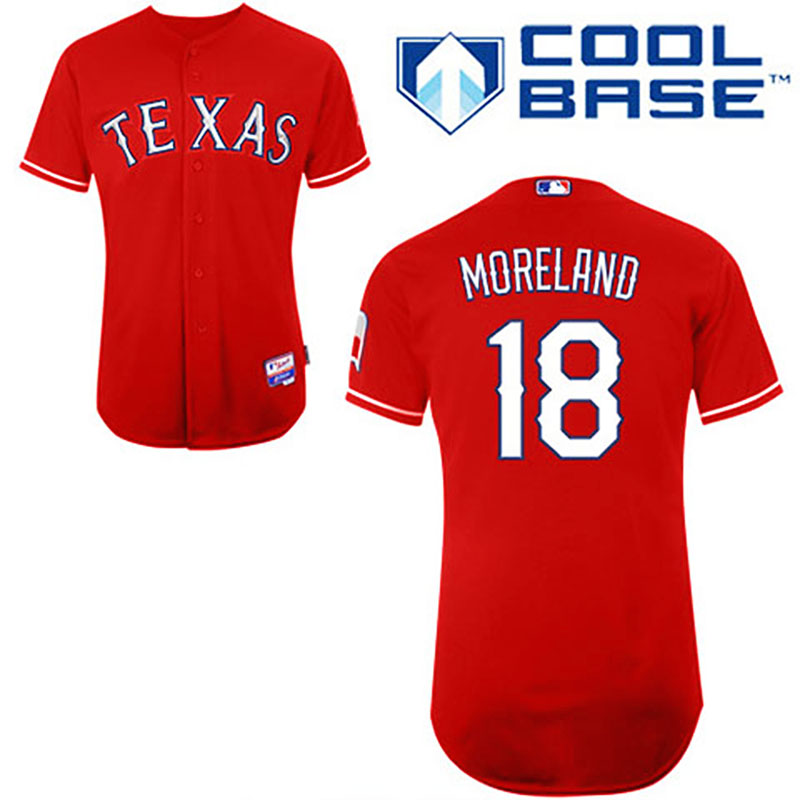 Texas Rangers #18 Mitch Moreland Red Alternate 1 Cool Base Jersey