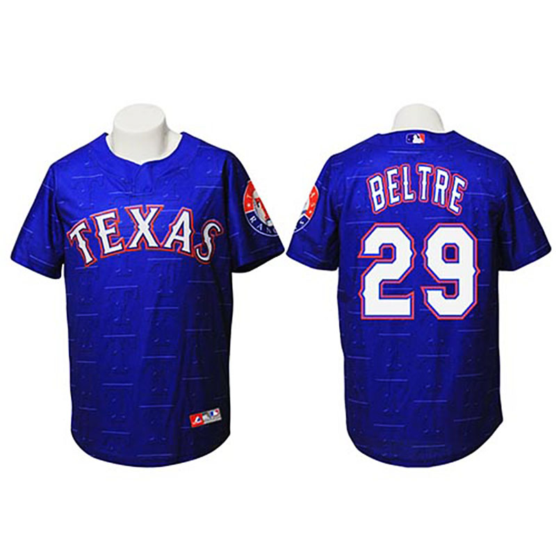 Texas Rangers #29 Adrian Beltre Authentic Watermark Fashion Navy Jersey