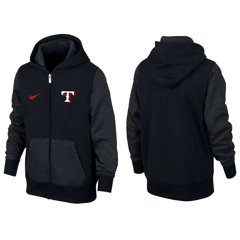 Texas Rangers Black Gray Full-Zip Aunthetic Pullover Hoodie