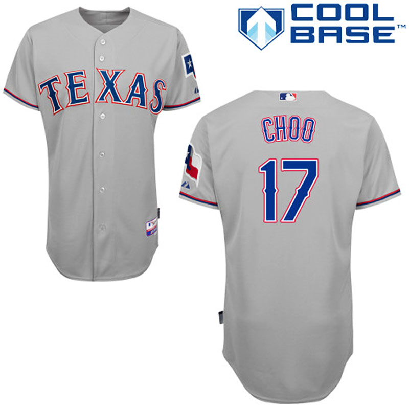 Texas Rangers #17 Shin-Soo Choo Men's Authentic Grey Road Majestic MLB Cool Base Jersey