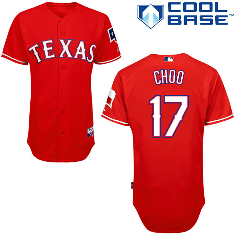 Texas Rangers #17 Shin-Soo Choo Men's Authentic Red Alternate Majestic MLB Cool Base Jersey