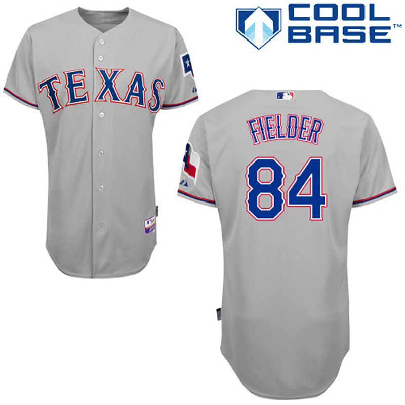 Texas Rangers #84 Prince Fielder Men's Authentic Grey Road Majestic MLB Cool Base Jersey