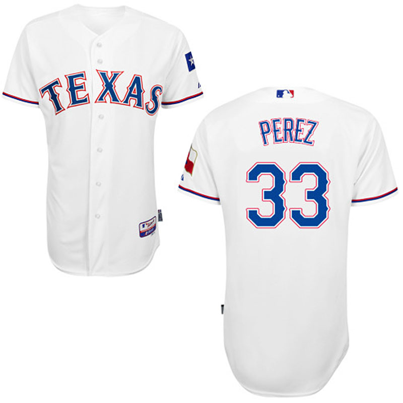 Texas Rangers #33 Martin Perez Men's Authentic White Home Majestic MLB Cool Base Jersey