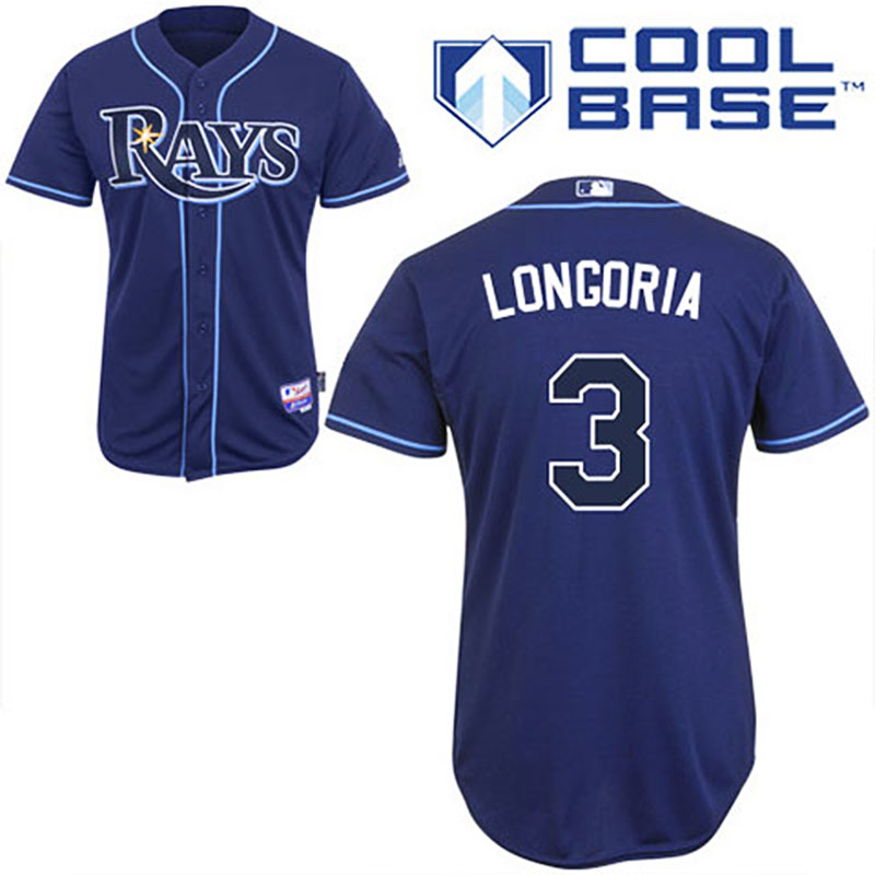 Tampa Bay Rays #3 Evan Longoria Youth Dark Blue Alternate Cool Base Jersey