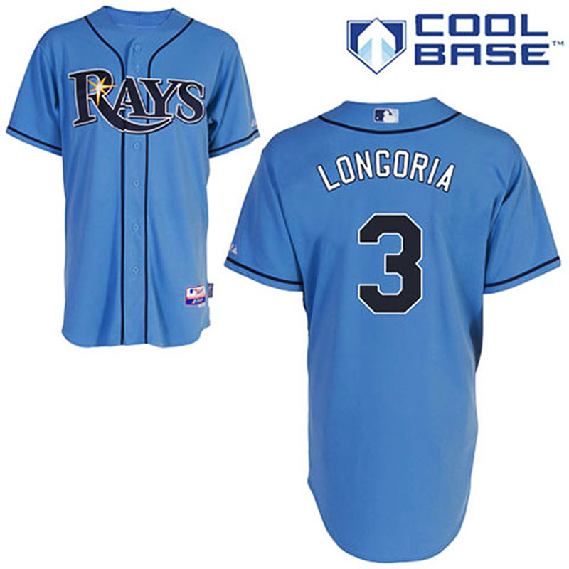 Tampa Bay Rays #3 Evan Longoria Youth Light Blue Alternate 2 Cool Base Jersey