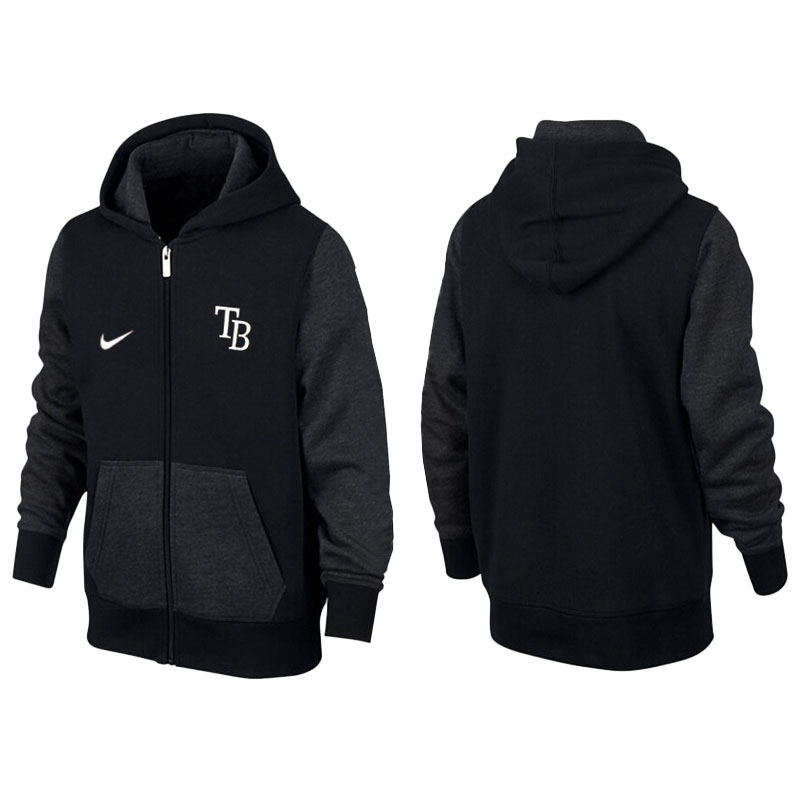 Tampa Bay Rays Black Gray Full-Zip Aunthetic Pullover Hoodie